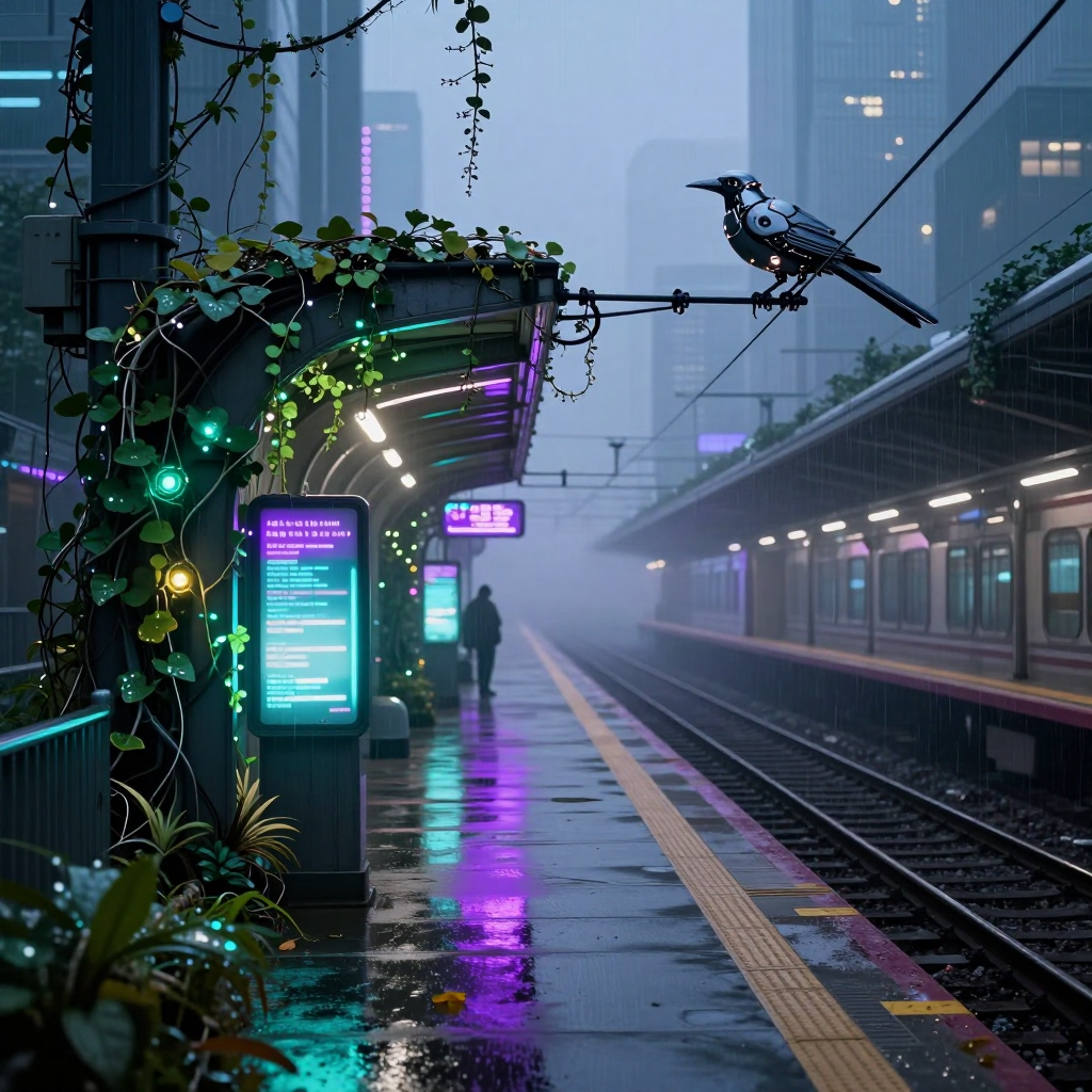 赛博朋克月台花园