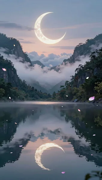 山谷镜面湖泊